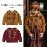 Cardigan brodé pour fille, pull mignon pour enfants, vêtements de boutique pour bébé, mode automne et hiver, 2024
