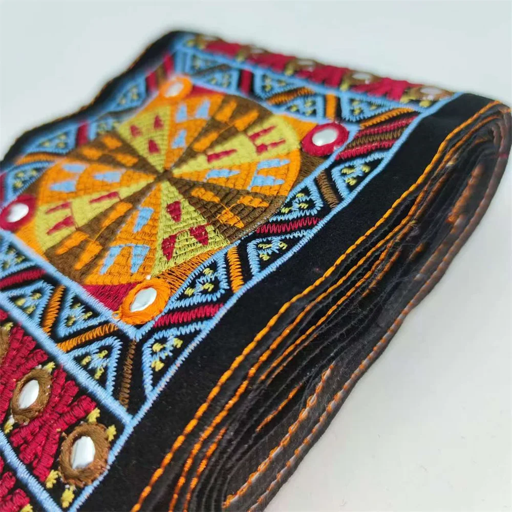 ruban de dentelle brodé, tissu africain, appliques de couture, garniture ronde, chapeau, sac, accessoires vestisens
