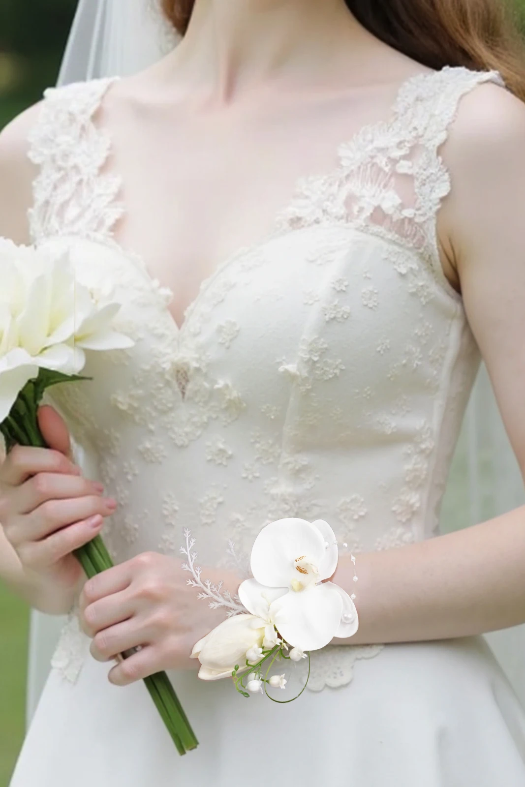 accessoires de mariage romantique, lot de 2 pièces, 1 pièce de fleurs de poignet de demoiselle d'honneur de mariée, 1 pièce de corsage de marié, fournitures de décoration pour événements