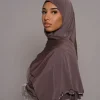 liseré ondulé fériel jersey hijab écharpe champignon bord couleur unie lait soie écharpe foulard châle foulard en soie stretch tricoté femmes