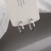boucles d'oreilles rondes en argent sterling 925, incrustées simples de tempérament pour femmes, accessoires de bijoux de mariage