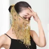 voiles de performance fleur paillettes perles décor transparent dentelle danse du ventre tribal visage voiles sangle réglable voiles de danse indienne