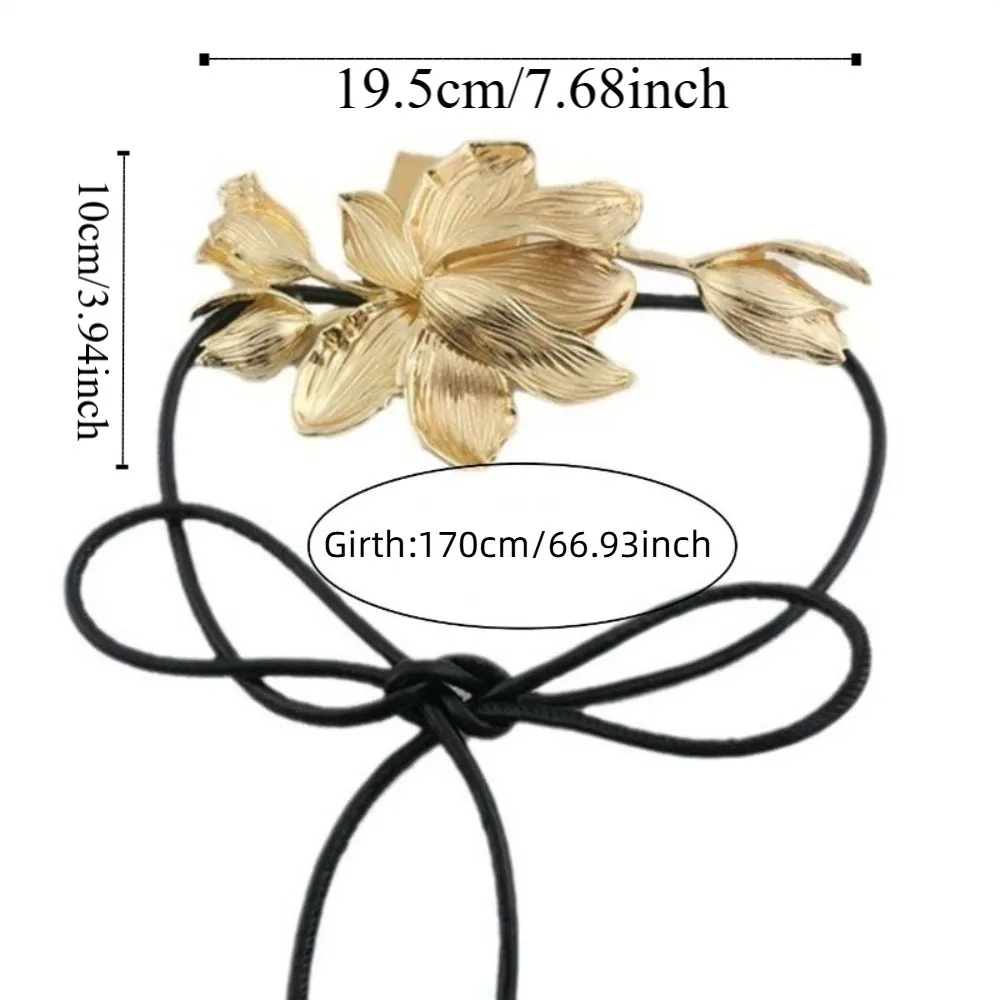 Ceinture tulipe dorée polyvalente et réglable, Vintage, en métal PU, fleur, chaîne de taille, alliage, ceinture exagérée, joint de taille