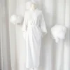 kimono japonais traditionnel blanc, robe avec ceinture obi, manches longues, doublé yukata, pour spa, vacances, vêtements de nuit, relaxation à domicile
