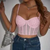 haut court en maille pour femmes, couture, décor à paillettes, corset plus mince, bustier, streetwear d'été, sortie y2k, vêtements de boîte de nuit, hauts de fête