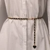 ceinture de taille en chaîne en métal pour femmes, cintré au crochet en perles de cœur avec breloque florale, accessoire de chaîne de taille à la mode insta