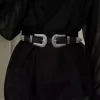Ceinture noire pour femmes, nouvelle collection personnalisée avec 2 boucles ardillon rétro argentées, Design haut de gamme et tendance