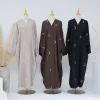 abaya cardigan brodé de lune pour femmes musulmanes, robe élégante, kimono arabe, manteau eid ramadan, vêtements islamiques, ouvert à dubaï, turquie, nouveau, 2025