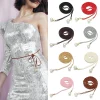 Ceintures fines en cuir et chanvre pour femmes, corde à nouer, élégante, perlée, Style bohémien, vêtements de Collocation, été