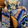 abayas pour femmes 2023 dubaï nouveau musilm imprimé fleuri coton appliques ample femme robe africaine nigeria kanga vêtements avec turban