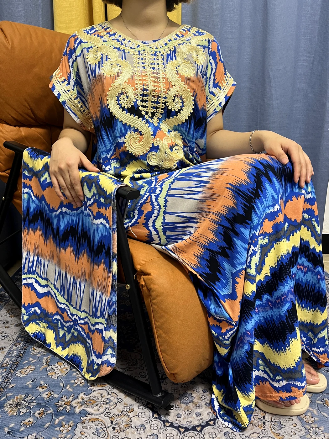 abayas pour femmes 2023 dubaï nouveau musilm imprimé fleuri coton appliques ample femme robe africaine nigeria kanga vêtements avec turban