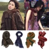 longue bande écharpe pour femme mince crème solaire foulard petit imprimé fleuri plissé châle extérieur coton lin femmes écharpe hiver