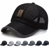 Été noir réglable Sport chapeaux casquettes de Baseball respirant Snapback chapeaux pêche casquettes de Baseball casquette en maille décontracté Sport chapeaux casquette