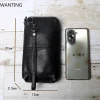 sac à main en cuir véritable pour hommes, en cuir souple, rétro, décontracté, couche supérieure en peau de vache, long portefeuille avec fermeture éclair de grande capacité, sac pour téléphone