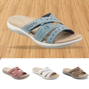 Sandales d&rsquo;été pour femmes, sandales orthopédiques confortables à bout rond de qualité supérieure, Design à crochet et boucle ajouré, chaussures plates Sandalias.sandales femmes été,