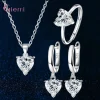 ensemble de bijoux en argent 925, haut à la mode, cadeaux en cristal brillant, costume pour femmes et filles, pendentif, collier, boucles d'oreilles, bagues, offre spéciale
