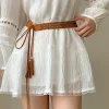 ceinture tressée à long pompon pour femme, rétro, bohème, tissé, ulde chanvre, noué, taille, environnement, chemise, sangles décoratives