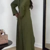 robe de soirée en satin pour femmes musulmanes, col rond, simple, 2 pièces, abaya modeste, caftan, nouvelle collection, robe de soirée formelle avec boutons