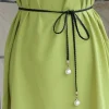 Ceinture tressée en cuir PU rétro pour femmes, ceinture en perles, ULen jean, robes, accessoires vestisens, polyvalent