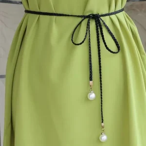 Ceinture tressée en cuir PU rétro pour femmes, ceinture en perles, ULen jean, robes, accessoires vestisens, polyvalent