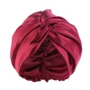 bonnet turban soyeux croisé sur le front pour femmes, bonnet en satin double couche, chapeau de nuit, couverture de cheveux pour dames, bonnet de sommeil