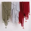cousu à la main tube de verre arc plaine mousseline de soie hijab ramadan perles foulards châles femmes crème solaire foulard extérieur coupe vent tête enveloppement
