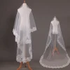 voile de mariage long bord dentelle, voile luxueux pour patients, blanc ivoire avec peigne, tulle cathédrale, une couche, 2.6 m, accessoire de mariée