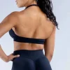 soutien gorge de sport pour femmes, sans couture, col licou, bretelles, sexy, dos ouvert, rembourré, haut de yoga, soutien moyen, haut court de gymnastique