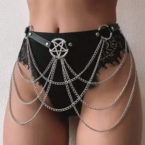Femmes mode ceinture chaîne Style de rue ceinture avec chaîne gothique harnais chaîne bustier harnais taille ceinture vêtements accessoire