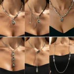 Ensemble de bijoux minimaliste en strass irrégulier pour femmes, pendentif, collier, Bracelet, boucles d&rsquo;oreilles, ras du cou, accessoire de fête élégant