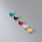 925 breloques en argent coeur pendentif breloques bricolage pendentif collier accessoires bijoux argent 925 coloré