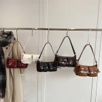 Sac sous les bras élégant avec nœud pour femme, avec Double poches, bandoulière réglable en cuir PU pour le travail, les voyages et les achats