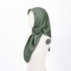 rimaire hijab de couleur unie semblable à de la soie pour femmes musulmanes (90*90 cm) doux et respirant élégant et polyvalent