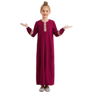 Enfants filles robe musulmane Abaya maroc caftan islamique enfant vêtements à manches longues robe Maxi pour Eid Ramadan thème fête mascarade Enfants filles robe musulmane Abaya maroc caftan islamique enfant vêtements à manches longues robe Maxi pour Eid Ramadan thème fête mascarade