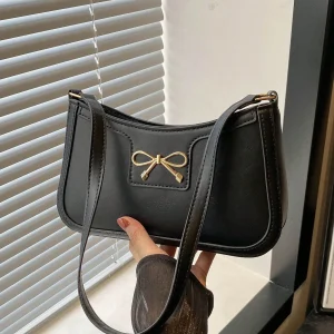 Sac à main pour femmes, nouveau sac à bandoulière sous le bras pour les déplacements d&rsquo;automne/hiver, sac à bandoulière de mode coréenne avec décoration d&rsquo;arc