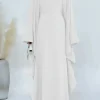robe caftan en lin pour femmes musulmanes, robe éducative, modeste, chauve souris, abaya, ramadan, eid, dubaï