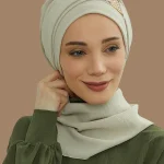 Élégant plaine musulman instantané Turban Hijab femmes bandeau pour dames, conception de boucle en métal