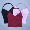 haut de sport à bretelles réglables, dos nu, vêtements de gymnastique pour femmes, soutien gorge froissé, bonnets amovibles, débardeur de yoga, tenues d'entraînement, hauts gilet de sport