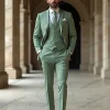 costume beige pour hommes, tenue formelle, à la mode, pour fête de mariage, marié, bal d'affaires, tuxedos, ensemble 3 pièces, veste, gilet, pantalon