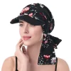 mode impression femmes hijab casquettes envelopper cheveux avec bord turban bonnet respirant confortable dames foulard chapeau cacher les cheveux