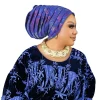 paillettes plissées femmes bandeau bonnet africain turban casquette musulman foulard bonnet turbante mujer