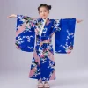 robe traditionnelle kimono japonaise pour enfants, costume féminin, robe yukata imprimée, spectacle pour élèves du primaire
