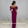 robe de soirée droite plissée personnalisée, robes d'occasion formelles, robe de soirée fendue dans le dos, arabe simple