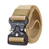 ceinture tactique à boucle en plastique pour hommes, oreilles dorées, ventilateur militaire multifonctionnel, ceinture en toile, ceinture d'entraînement en faux nylon pour l'extérieur