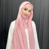 une pièce enveloppement instantané hijab côtelé jersey foulards hijab instantané mode hijab musulman avec capuchon de couverture complète