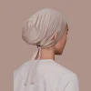 jersey coton musulman sous hijab casquette avec trou d'oreille couleur unie intérieur hijab casquette femme musulman rond front sous écharpe bonnet