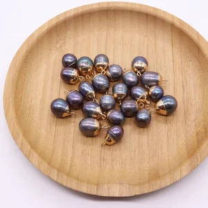 Pendentif en Perles Baroques Naturelles Violettes et Noires, Bijoux d&rsquo;Eau Douce, Accessoires de Collier, Cadeau Fait à la Main, DIY