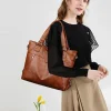 sac à main rétro pour femmes, sac à bandoulière tendance, fourre tout multicouche, sac à bandoulière de grande capacité