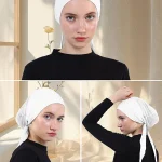 Hjiab intérieur solide pour femmes, 1 pièce, maille respirante, ajuster l&rsquo;étanchéité de la sangle