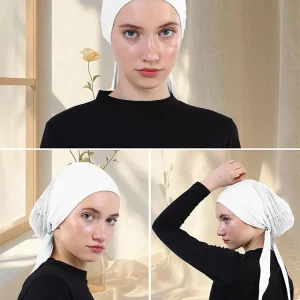 Hjiab intérieur solide pour femmes, 1 pièce, maille respirante, ajuster l&rsquo;étanchéité de la sangle